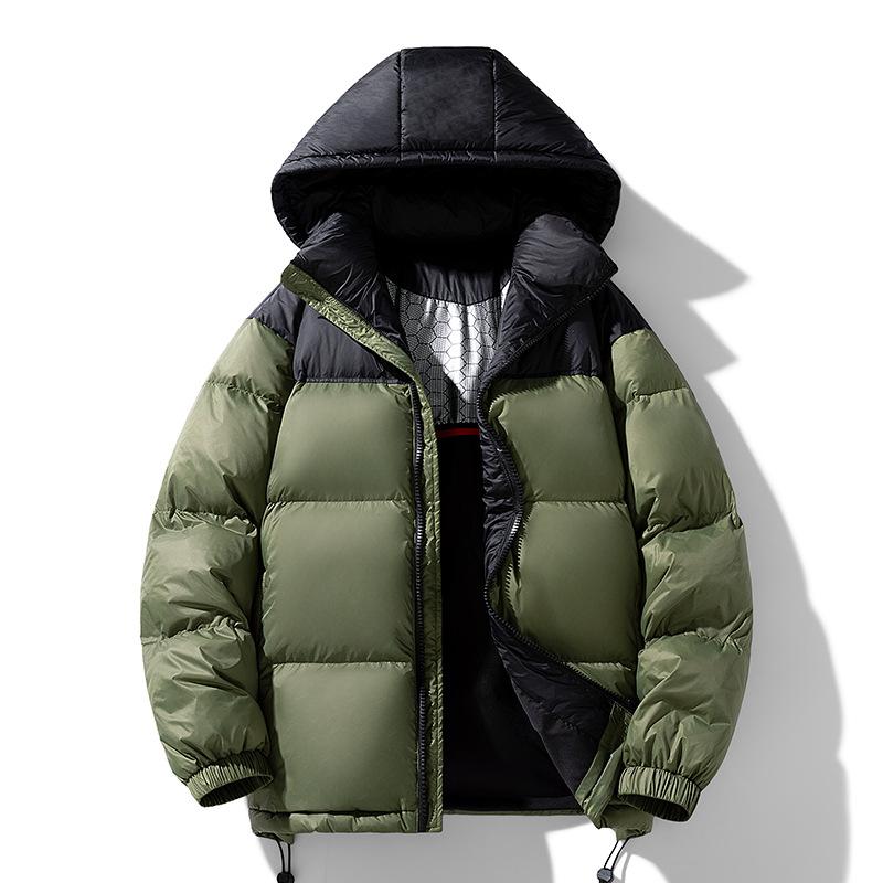 Men's down jacket winter new white duck down hooded jacket bread jacket trendy warm and versatile jacket for men