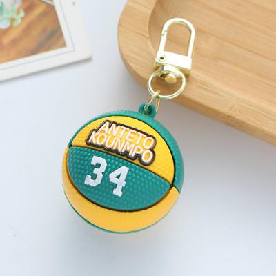Keychain Pendant 3D Basketball Pendant Stainless Novelty Silicone Color Matching Schoolbag Shoulder Bag Decoration Pendant Keyring