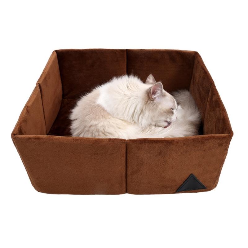 Polyester Pet House Warm Thick Velvets Thermal Cats Bed For Indoor Kitten Quick Assembly Compacts Storage Design