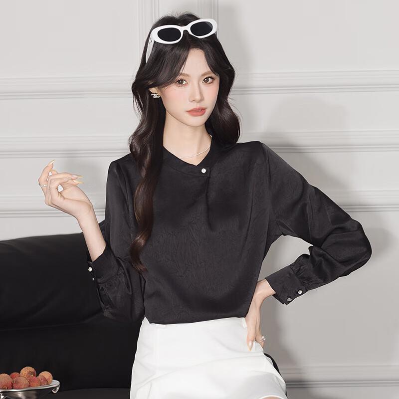 Tluoman Women s Chinese Style Printed Round Neck Blouse M