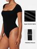 Women's Short Sleeve Bodysuits Double Lined Thong Body Suit Shirt Square Neck Going Out Tops Casual Tight Leotards