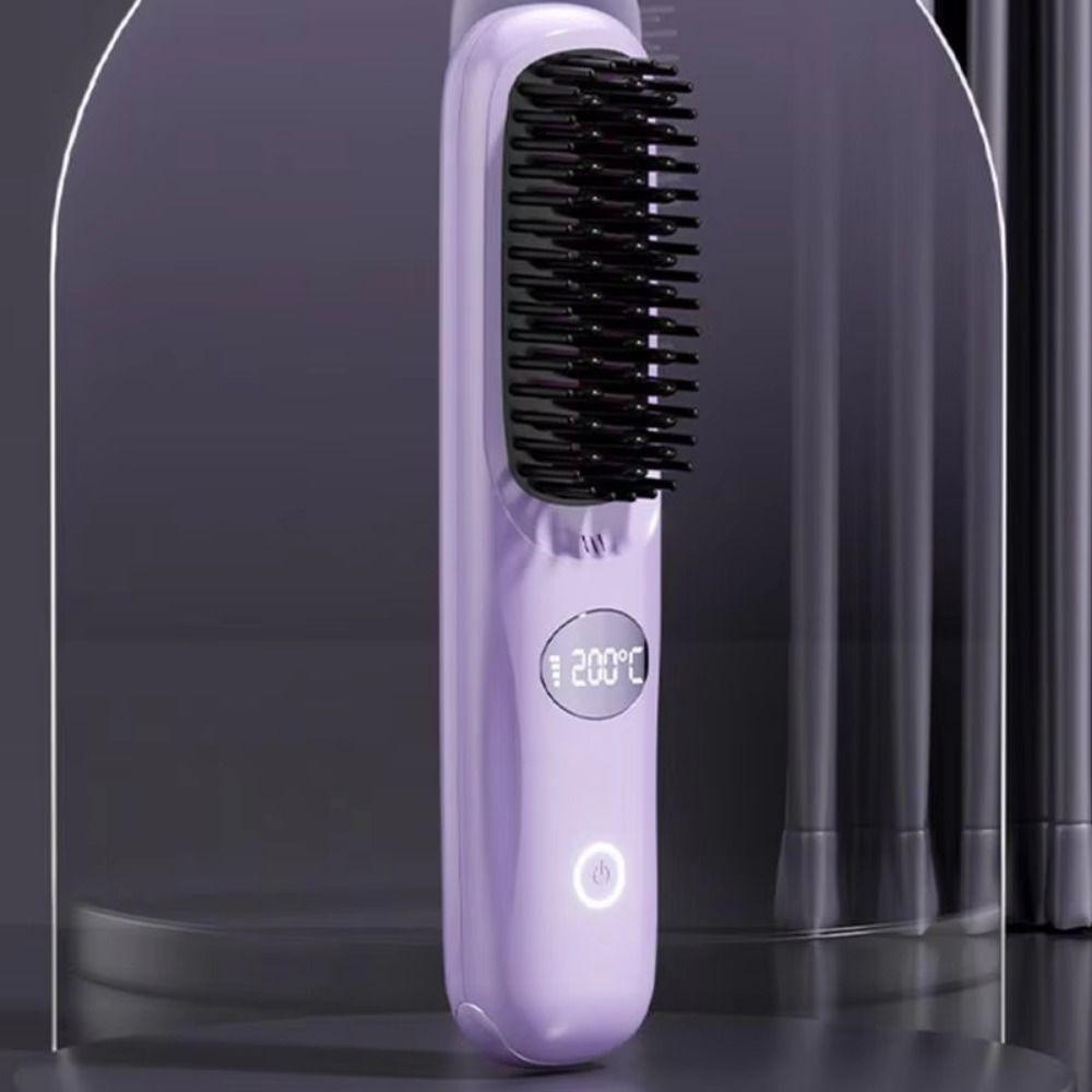 Dual-Function Operation Electric Hair Straightener Brush USB Charging Hair Brush Home Use