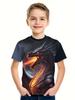 Maglietta per bambini T-shirt con grafica 3D Dragon Magliette per bambini Magliette con scollo tondo Maglietta con animali dei cartoni animati Maglietta a maniche corte per un ragazzo