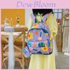 Cute Floral Nylon Backpack For Kids Stylish Lightweight Dual Shoulder Bag For School