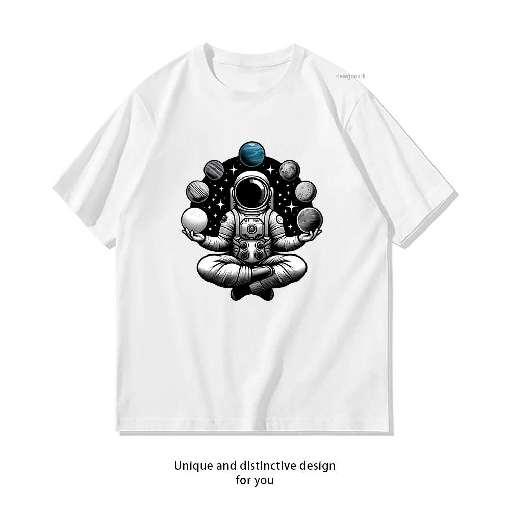 

Vintage Lotus Meditating Astronaut Zen Yoga Planet Classic TShirt Women Unisex Casual cotton printed t shirts camisetas tops 4XL