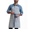 Unisex Striped Cotton Halter Neck Apron with Pockets for Cooking and Catering