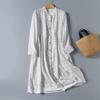 8 Colors Lamtrip-Retro Floral Cotton Yarn Long Sleeve Single Breasted Robe Casual Soft House Dress