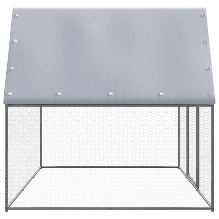 VidaXL Poulaillerr, Cage à Poulet avec Porte Verrouillable, Enclos pour Poules avec Toit Extérieur, Argenté et Gris 3x2x2 m 155889