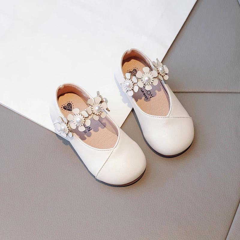 Princess Funny Girls Leather Shoes Flat with Appliques Kids mary jane Dress Shoes Soft New Autumn Sweet Floral Shoes Girl H05221