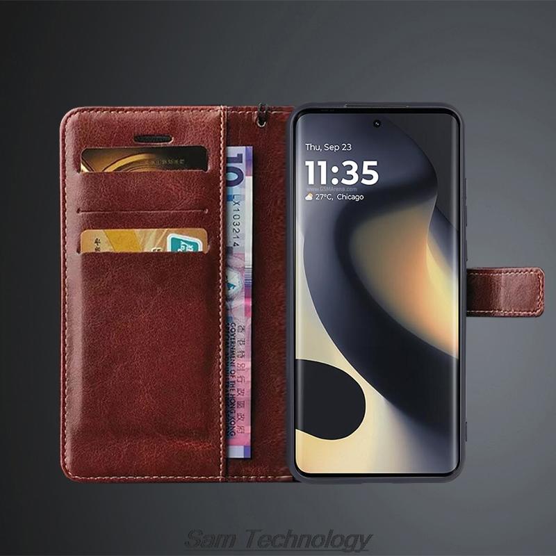 Card Holder Cover Case for Motorola Moto Edge 2024 Pu Leather Flip Cover Retro Wallet Phone Case Business Fundas Coque