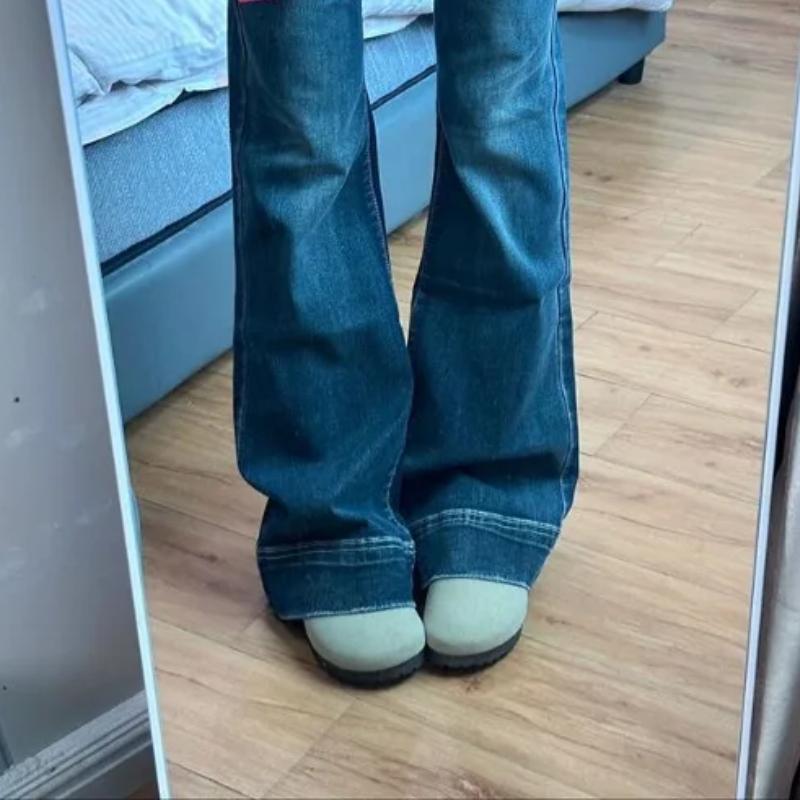 Jeans Vintage a Vita Bassa High Street da Donna Estate Versatile Gamba Larga Y2K Pantaloni Denim Femminili Sexy Slim Fit Svasati