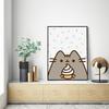 1pc Cartoon P-Pusheen K-Kawai Cat Poster Self-adhesive Art Poster Waterproof Paper Sticker Coffee House Bar Room Wall Decor