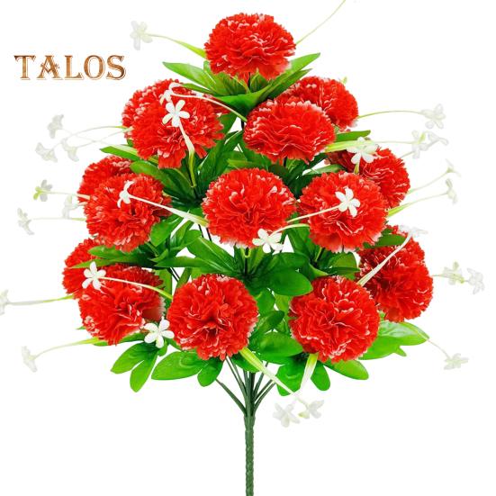 

Искусственная гвоздика Реалистичная 18 головок Искусственный шелковый цветок Устойчивый к ультрафиолетовому излучению Свадебная вечеринка В помещении На открытом воздухе Сад Двор Искусственные цветы Растения Украшения розы красного