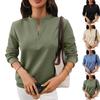 Dames Casual Pullover Sweatshirt Halve Rits Losse Pasvorm Lange Mouwen Top Lichtgewicht Zachte Stof Ronde Hals Trui voor Dagelijks Gebruik
