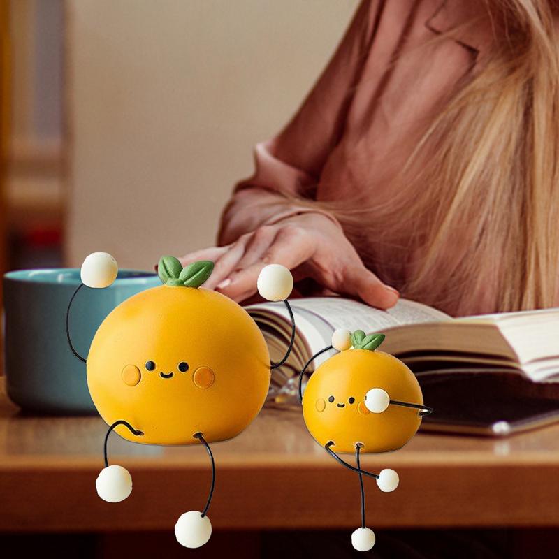 Niedliche Frucht Langbeinpuppen Mini Kreative Skulptur Orange Harzstatue Armaturenbrett Auto Desktop Garten Lustige Harzdekoration