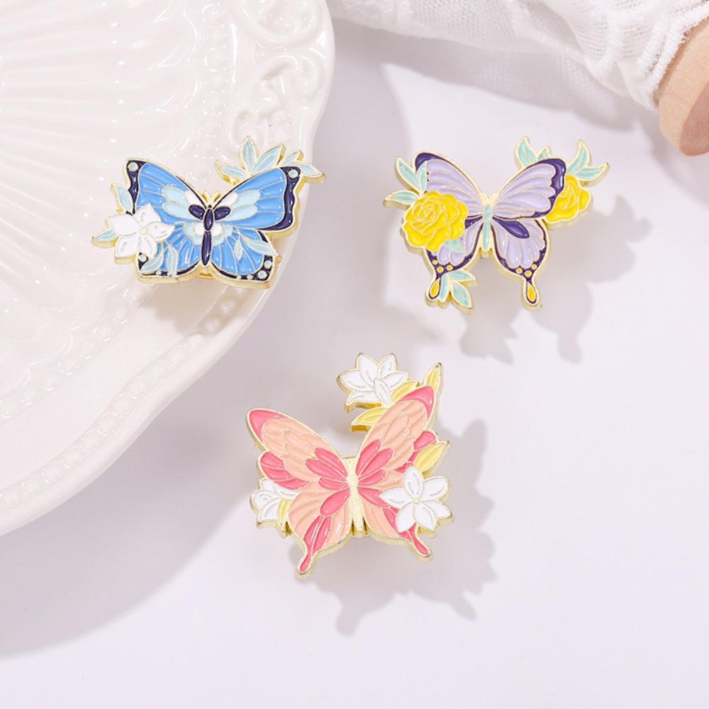 

Temperament Colorful Butterfly Badge Butterfly Shape Vintage Chic Butterfly Pin Women зелёный