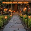 Decorative Metal Yard Stakes Solar Halloween Garden Stake Light, Auto On/Off Crescent Moon Black Cat with Hanging Waterproof Wrought Iron