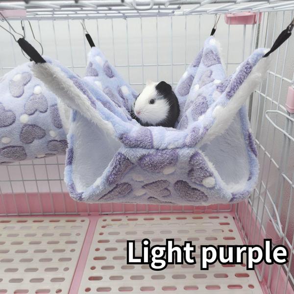 

1шт сахарный планер утепленный двухслойный гамак, гамак для домашних животных, подвесной спальный мешок для белки 34x34cm светло-фиолетовый