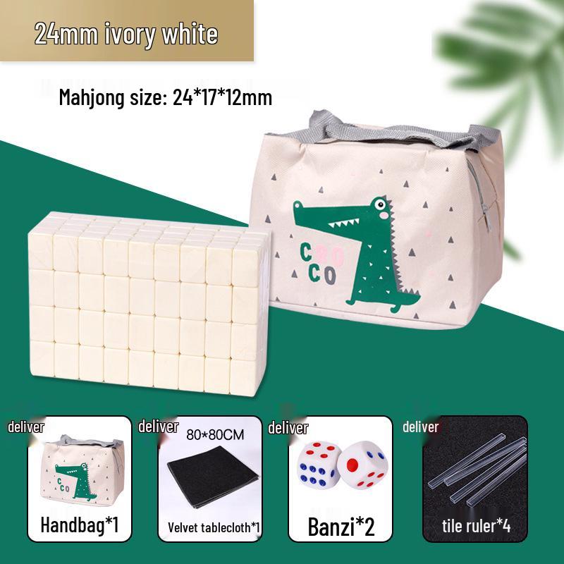 Compact Travel Mahjong Set - 24mm & 30mm Tiles, Solid Carved Sparrow Design, Ideal for Dorms and Table Games