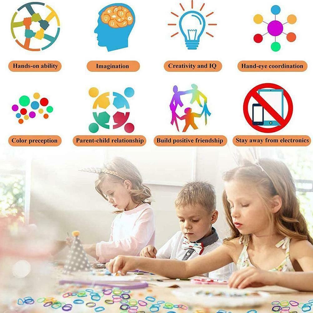 Tęczowe opaski gumowe Zestaw DIY Bransoletka Zestaw do robienia DIY Narzędzia rzemieślnicze dla dzieci Dzieci i dorośli