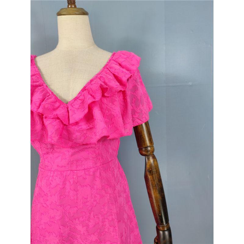 Export Single Lady Elegance Beautiful Simple Casual All-Match Exquisite Jacquard Ruffles Asymmetrical Elegant Dress