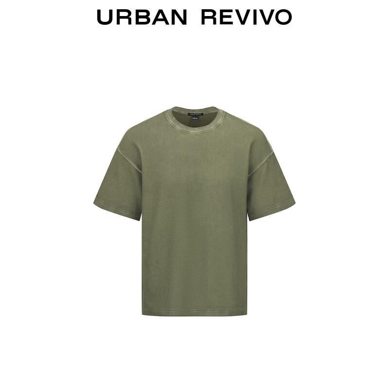 UR Men's Washed Textured Loose Fit Round Neck T-Shirt