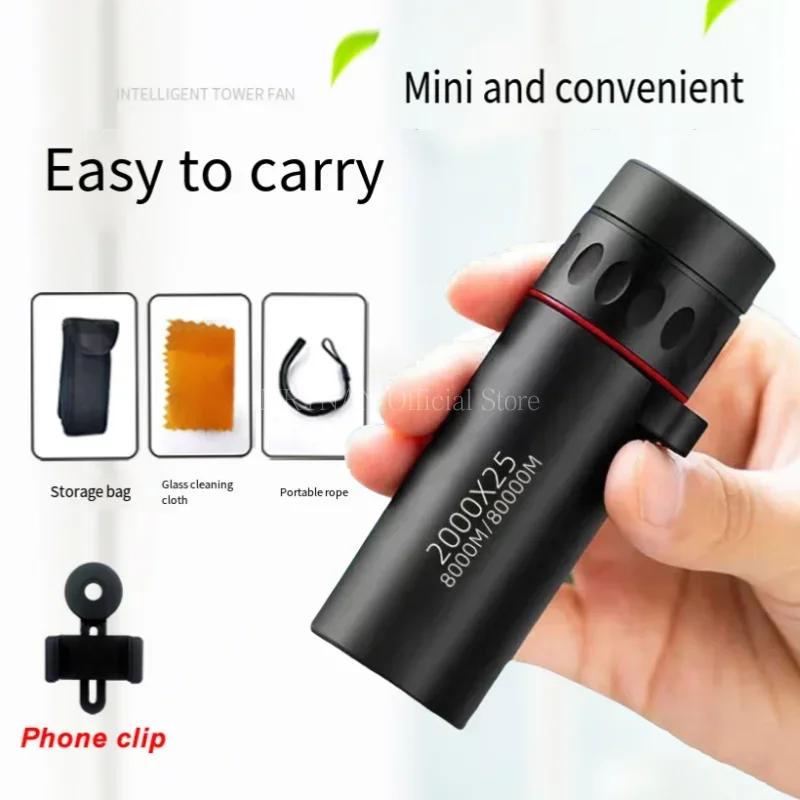 Portable Mini HD 2000x25 Monocular Telescope with Phone Holder for Camping Hunting Birdwatching Outdoor Telescopes