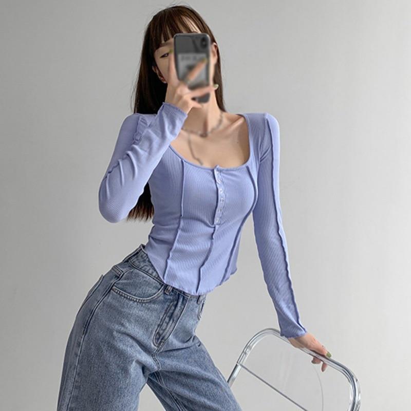 Женские футболки с квадратным воротником — фото 7