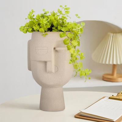 Neueste beige Keramikvase „Große Vase mit menschlichem Gesicht“ | Vasen für die Inneneinrichtung, dekorative Vase für Trockenblumen und Pampasgras – 1er-Set