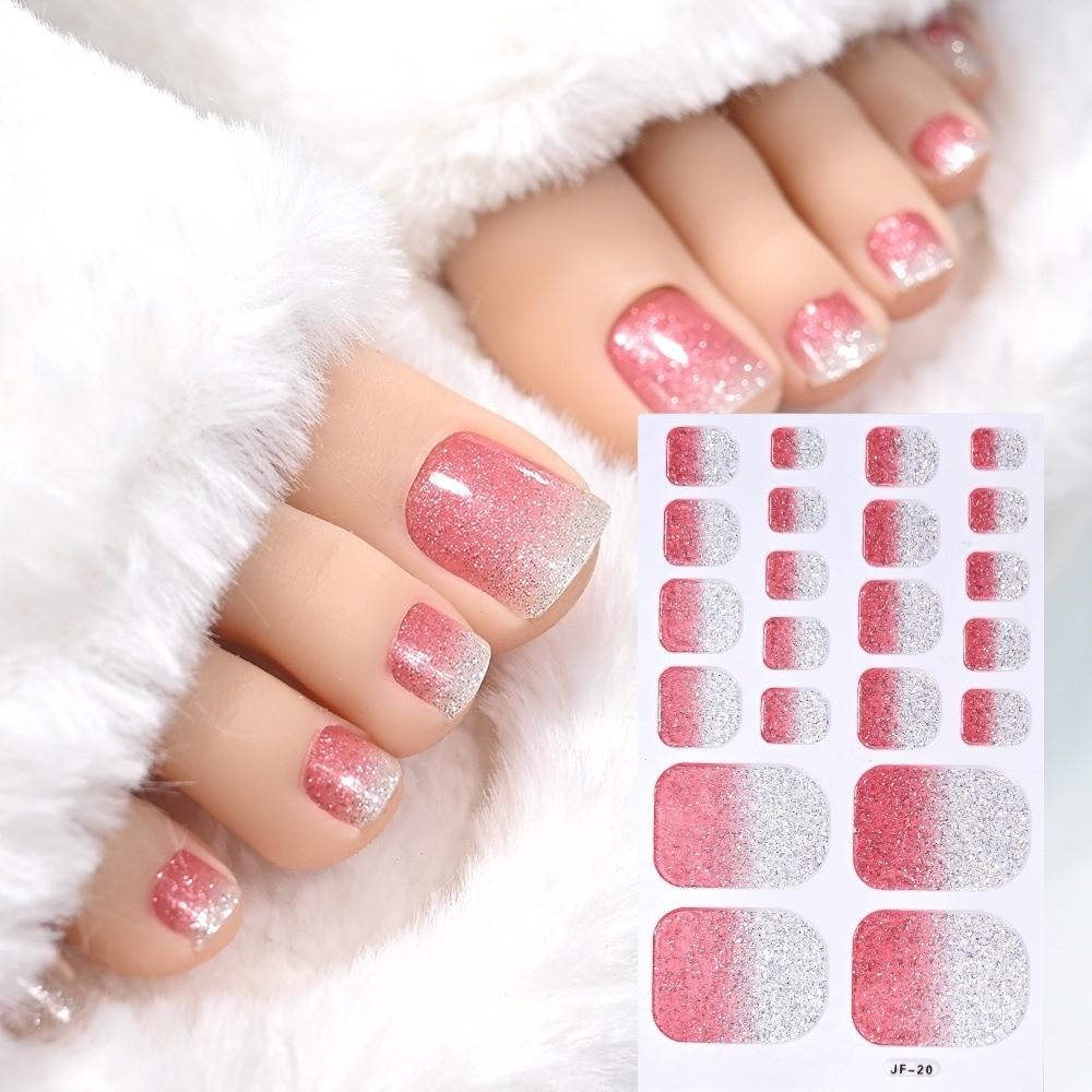 22 autocollants pour ongles d'orteils couleur unie finition irisée par feuille - Rénovation des ongles DIY à la maison
