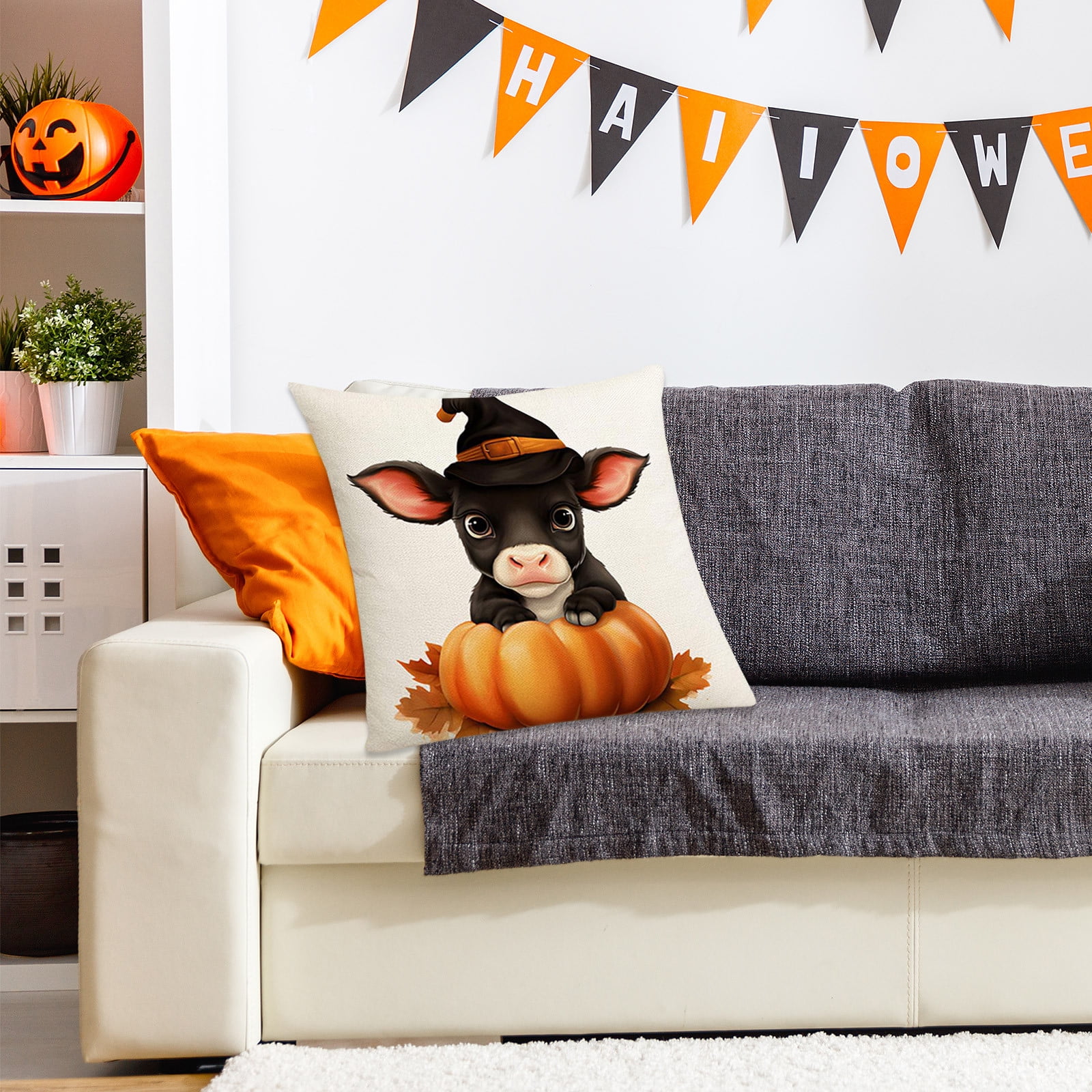 

Cow Throw Pillow Cover,Sunflower Pumpkin Outdoor Fall Decor Lumbar Decorative, Throw Pillows Cases Decorations For Porch Couch Sofa Living Room Decor One Size