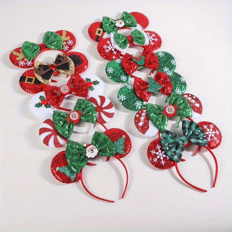 Christmas Mouse Ears Headband Christmas Antlers Snowflake Santa Snowman Hair Accessories For Christmas Party Dress Up