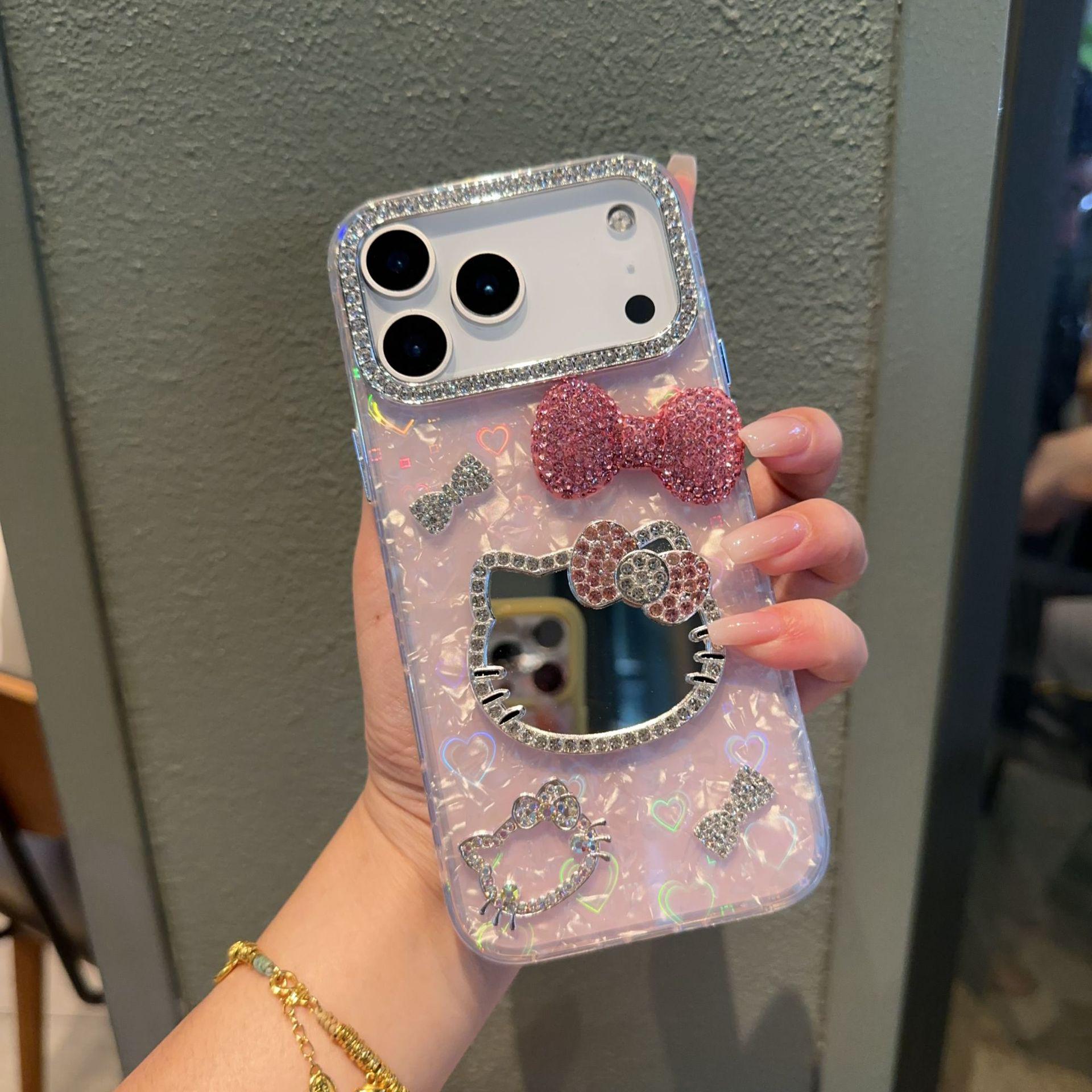 

Heart-Shaped Shell Cat Mirror Phone Case for Apple 17 Pro Max, iPhone 15/14 iPhone 14