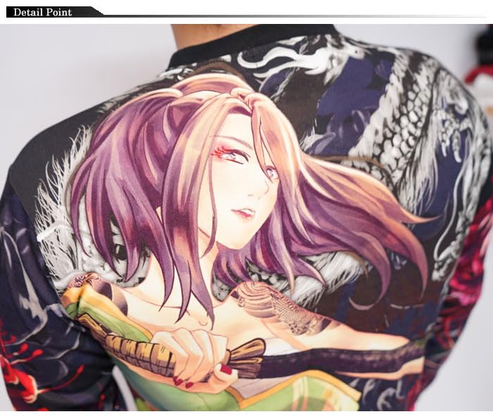 [Battou Musume] Bat Umusume Karakuri Tamashii Japanisches Muster Langarm-T-Shirt, Schöne Yua, Aoi und Hina, 234864-20 Yua & Aoi - L
