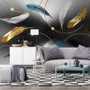 Custom Any Size Modern Mural Waterproof Canvas Fabric Wallpaper Abstract Smoke Golden Feather TV Background Papel De Parede 3D