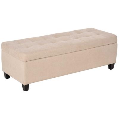 Upholstered Bench with Storage, Button Tufting, Up To 120 Kg, 125 X 49 X 41.5 Cm, Beige