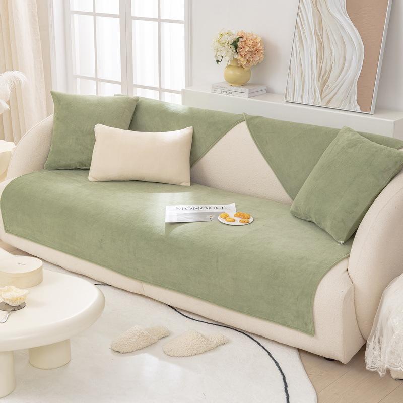Dickes, rutschfestes Sofatuch, weicher, gesteppter Sofabezug aus Plüschsamt, einfarbig, kurzer Sofabezug aus Plüsch für das Wohnzimmer