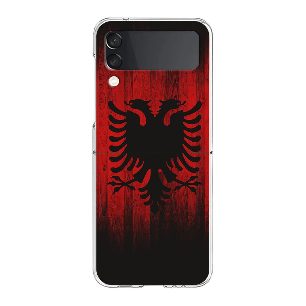 Etui na telefon Samsung Galaxy Z Flip 3 4 5 Przezroczyste składane Twarda PC powłoka Dla Galaxy Z Flip 3 5 Przezroczyste etui flaga Albanii