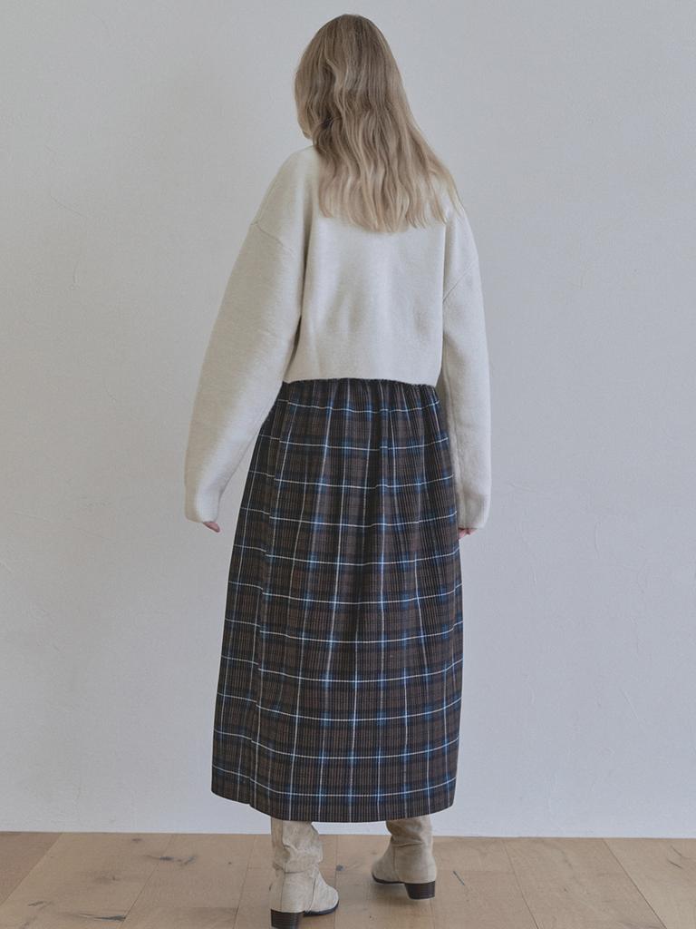 Avang Tartan Check Pleated Maxi Skirt - Brown