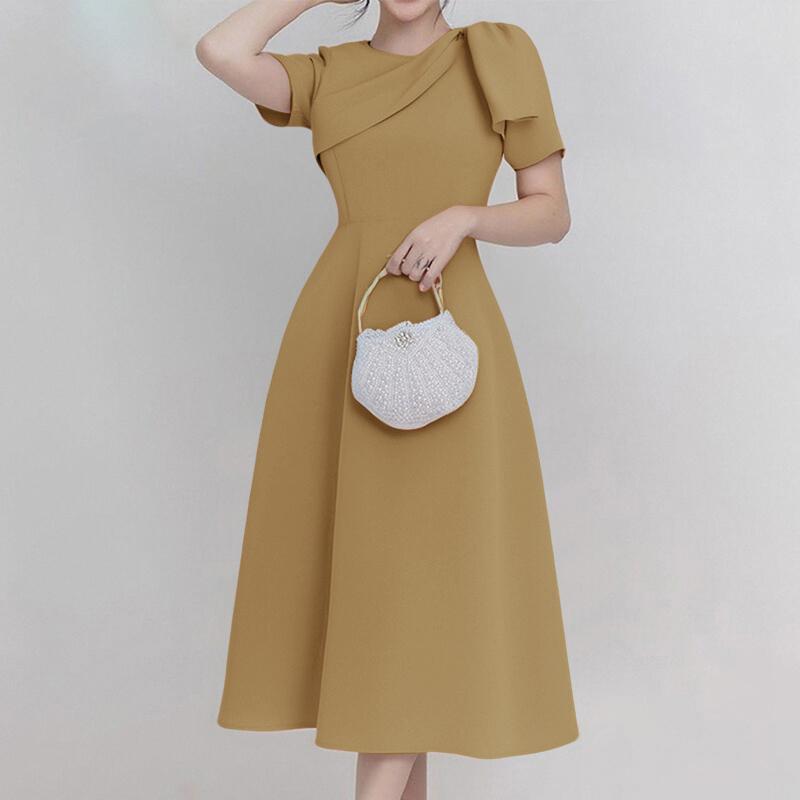 ZANZEA Women Casual Round Neck Summer Short Sleeve A-line Dress