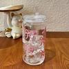 Transparent Clear Straw Cup With Lids Drinking Cup Sweet Bow Cup  Student