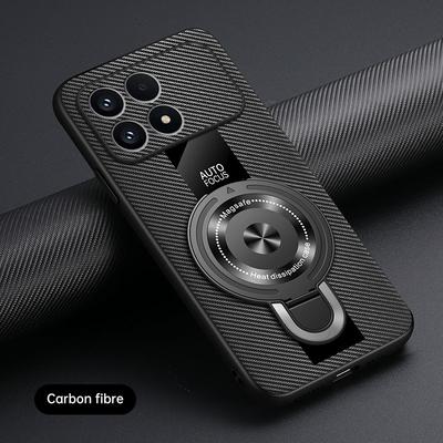 Premium Luxury Sheepskin Carbon Fiber Leather Phone Case for Xiaomi Poco F8 Pro Car Magnetic Ring Holder Camera Protect Shockproof Cover Funda