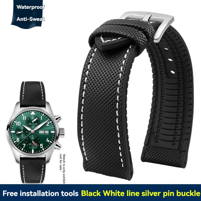 

20mm 21mm 22mm 23mm Nylon Rubber Bottom Waterproof Watch Band for Longines IWC Pilot Mark 18 Seiko Omega Series Watchband Strap 23mm