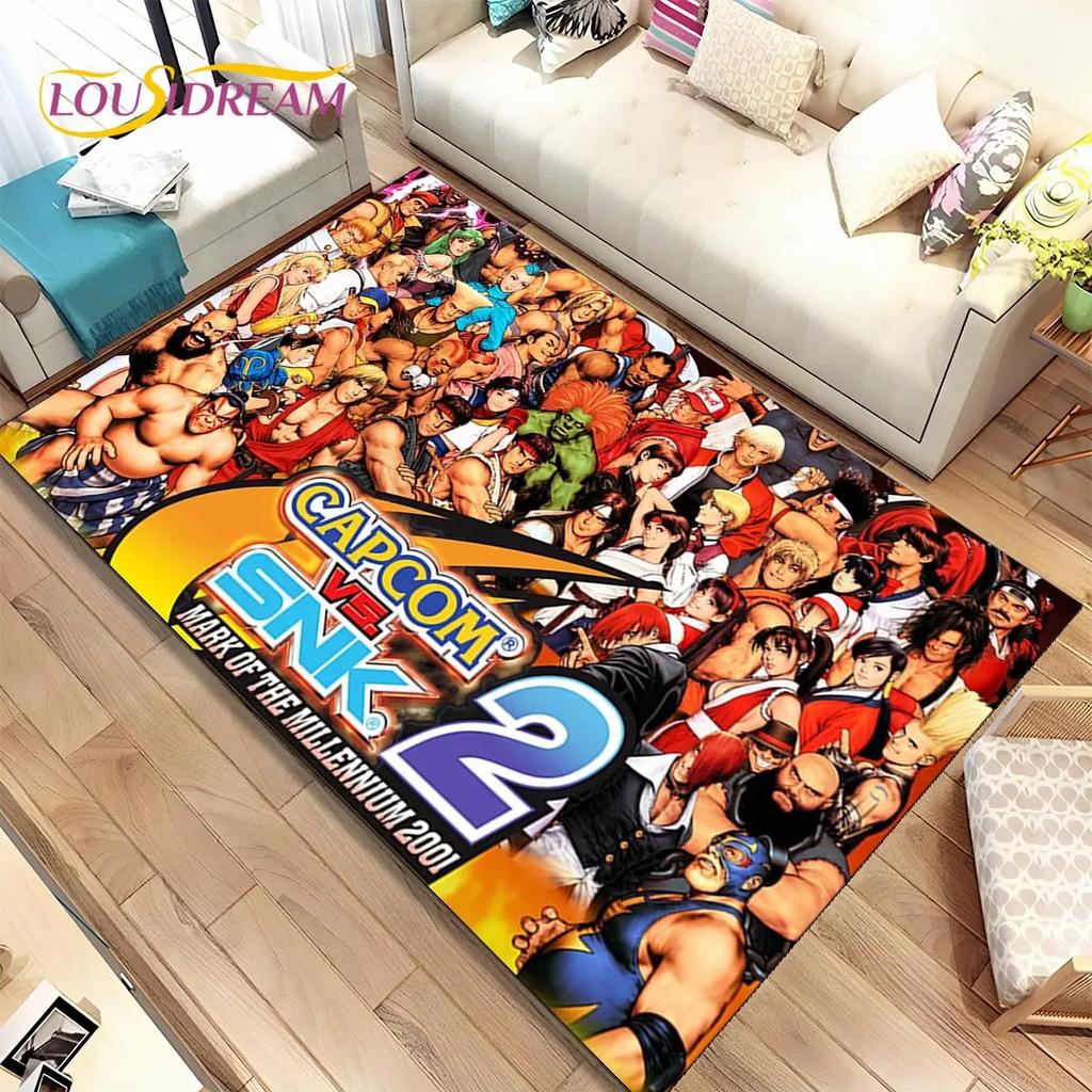 3D King of Fighters Retro Game Gamer Area Rug,Carpet Rug for Home Living Room Bedroom Sofa Doormat Decor,Kids Non-slip Floor Mat