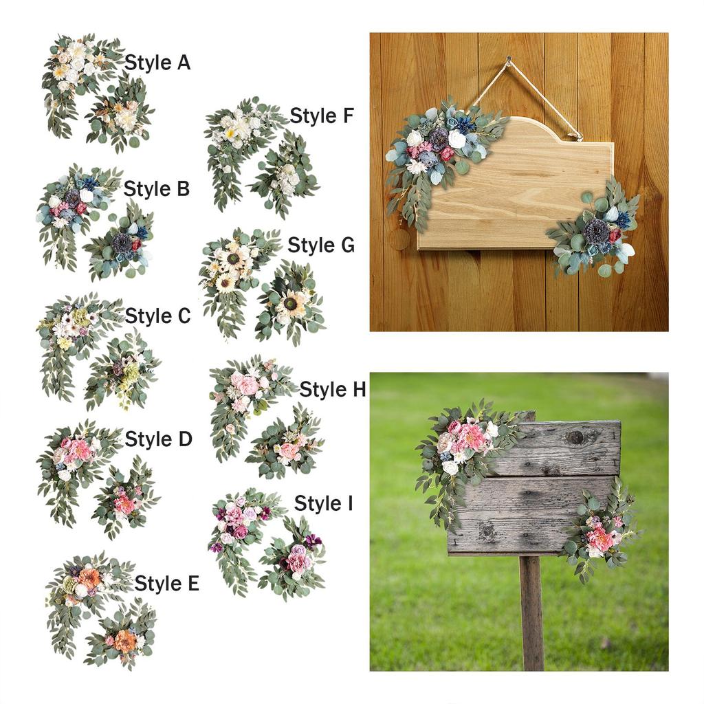 2x Künstlicher Kranz Schmuck Foto Requisiten Dekoration Handgemachte Kunst Deko DIY Szene Layout Hochzeitsbogen Blume für Innenfenster