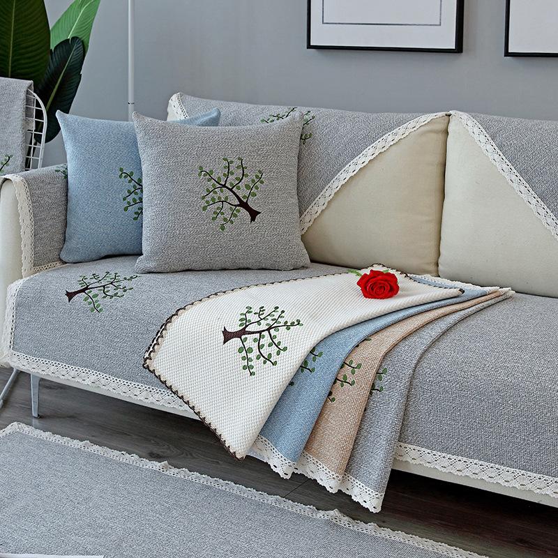 Nordic Ethnic Style Fabric, Linen Fabric, Sofa Cushion, Sofa Towel, Sofa Cover, All-Season Universal, Simple and Non Slip Sofa Cover