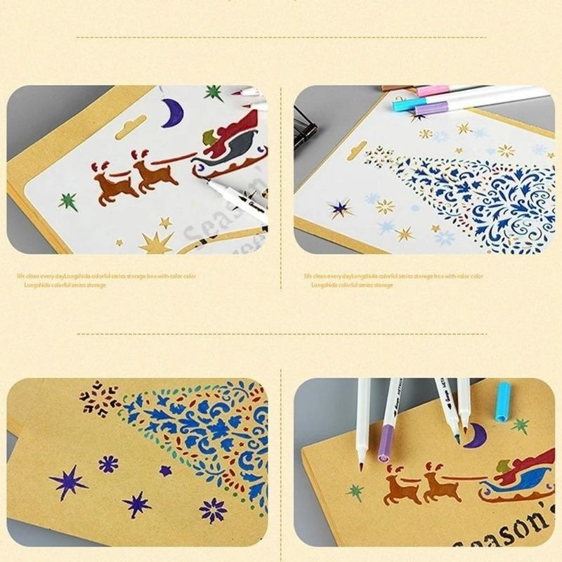 Sello Artesanal DIY Pintura de Pared Plantilla de Flores Scrapbooking Repujado Navidad Plantillas Huecas