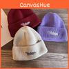 Fashion Letter Embroidery Neutral Casual Warm Knitted Hat For Winter Adults And Teens With Embroidered Ear Protection