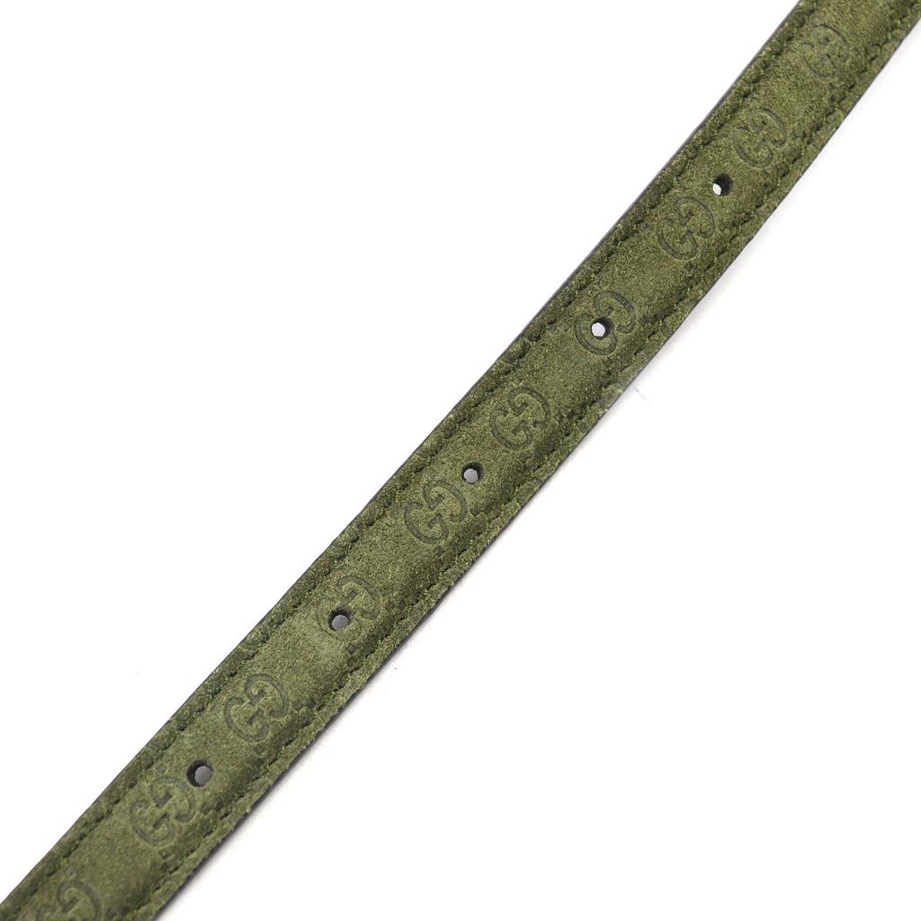 Excellent GUCCI Belt Interlocking G Buckle GGPattern Suede Leather Narrow Belt 768431 Used
