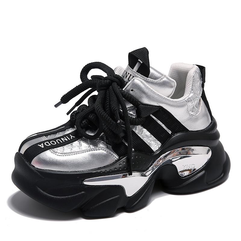 Mix Color Chunky Platform Non-Slip Sneakers Women Fashion Thick Bottom Dad Shoes Woman  Autumn Lace Up Vulcanize Shoes